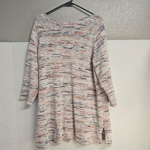 J Jill Space Dye Pullover Sweater Sz 2X 3/4 Sleeve Tunic Slits Cozy Relaxed H571